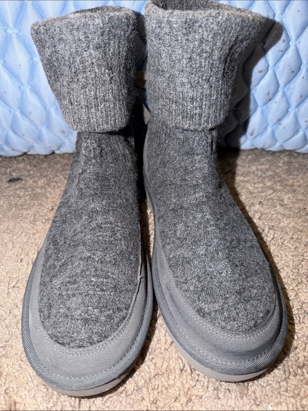 Women’s Grey Ugg Boots - Comfortable Slip-On Winter Footwear Size 8